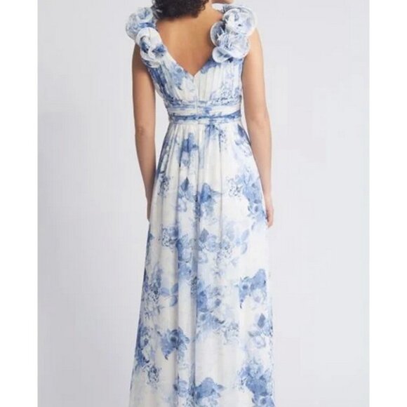 Eliza J Blue and White Floral Maxi Dress - Picture 5 of 9